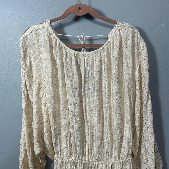 Free People Little Shine Ivory Sequined Tunic size Large - Picture 9 of 16